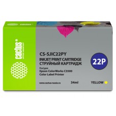 Картридж струйный Cactus CS-SJIC22PY C33S020604 желтый (34мл) для Epson ColorWorks C3500