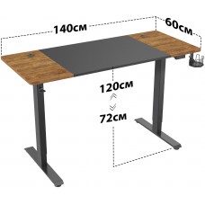 Стол для компьютера Cactus подъёмный столешница МДФ черный дуб антик каркас черный (CS-EDL-BAWD)