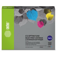 Картридж струйный Cactus CS-EPT907240 T9072 голубой (120мл) для Epson WorkForce WF-6090DW/WF-6590DWF Pro