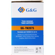 Картридж лазерный G&G GG-TN2075 черный (2500стр.) для Brother DCP-7010, 7010R, 7020, 7025, 7025R, FAX-2820, 2825, 2825R, 2920, 2920R, HL-2030, 2030R, 2040, 2040R, 2070N, 2070, 2070NR, MFC-7225, 7225N, 7420, 7420R, 7820, 7820N, 7820NR, 7820R