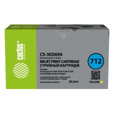 Картридж струйный Cactus CS-3ED69A 712 желтый (29мл) для HP DJ T230/T630/T650