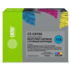 Картридж струйный Cactus CS-C8766 №135 многоцветный (18мл) для HP DJ 5743/6543/6843/DJ 6213/7313/7413/6313/7213/7313/7413/K7103/PS 2573/2613/2713/8053/8153/8453/8753/D5063/Pro B8353