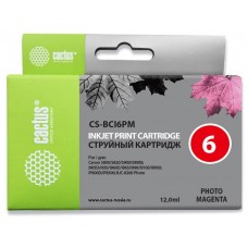 Картридж струйный Cactus CS-BCI6PM светло-пурпурный (12мл) для Canon BJC-8200/MP750/MP760/MP780/iP4000/iP5000/iP6000D/iP8500/S800/S820D/S830D/S900/S9000/i865/i905D/i9100/i950/i965/i990/i9900/i9951