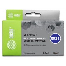 Картридж струйный Cactus CS-EPT0921 T0921 черный (8мл) для Epson Stylus C91/CX4300/T26/T27/TX106/TX109/TX117/TX119