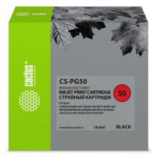 Картридж струйный Cactus CS-PG50 PG-50 черный (18мл) для Canon Pixma MP150/MP160/MP170/MP180/MP450/MP460/iP2200/MX300/MX310/JX200/JX210/JX210p/JX500/JX510/JX510P