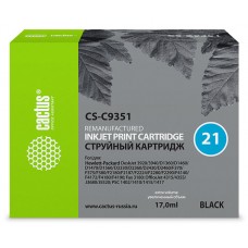 Картридж струйный Cactus CS-C9351 №21 черный (17мл) для HP DJ 3920/3940/D1360/D1460/D1470/D1560/D2330/D2360/D2430/D2460/F370/F375/F380/F2180/F2187/F2224/F2280/F2290/F4140/F4172/F4180/F4190