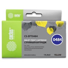 Картридж струйный Cactus CS-EPT0484 T0484 желтый (14.4мл) для Epson Stylus Photo R200/R220/R300/R320/R340/RX500/RX600/RX620/RX640