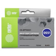 Картридж струйный Cactus CS-EPT0551 T0551 черный (10мл) для Epson Stylus RX520/Stylus Photo R240