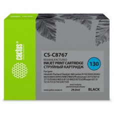 Картридж струйный Cactus CS-C8767 №130 черный (29мл) для HP DJ 5740/5743/5745/5748/5793/5940/5943/6540/6540d/6540dt/6543/6543d/6620/6623/6840/6843/6940/6940dt/6943/6980series/6980dt/6983/6985/9800series/9860/DJ 6310/6310xi/6313/6315/6318