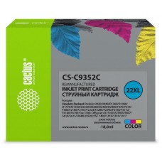 Картридж струйный Cactus CS-C9352C №22XL многоцветный (18мл) для HP DJ 3920/3940/D1360/D1460/D1470/D1560/D2330/D2360