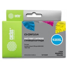 Картридж струйный Cactus CS-CD972/3/4 №920XL голубой/желтый/пурпурный набор (43.8мл) для HP DJ 6000/6500/7000/7500