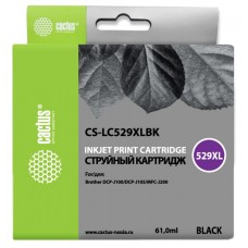Картридж струйный Cactus CS-LC529XLBK черный (61мл) для Brother DCP-J100/J105/J200