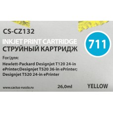 Картридж струйный Cactus CS-CZ132 №711 желтый (26мл) для HP DJ T120/T520/530