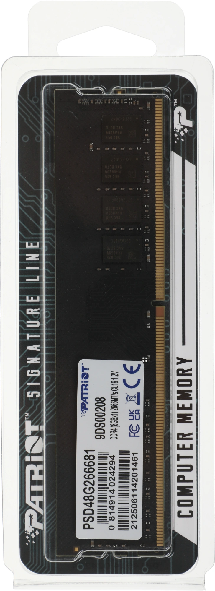 Память DDR4 8Gb 2666MHz Patriot PSD48G266681 Signature RTL PC4-21300 CL19 DIMM 288-pin 1.2В single rank Ret