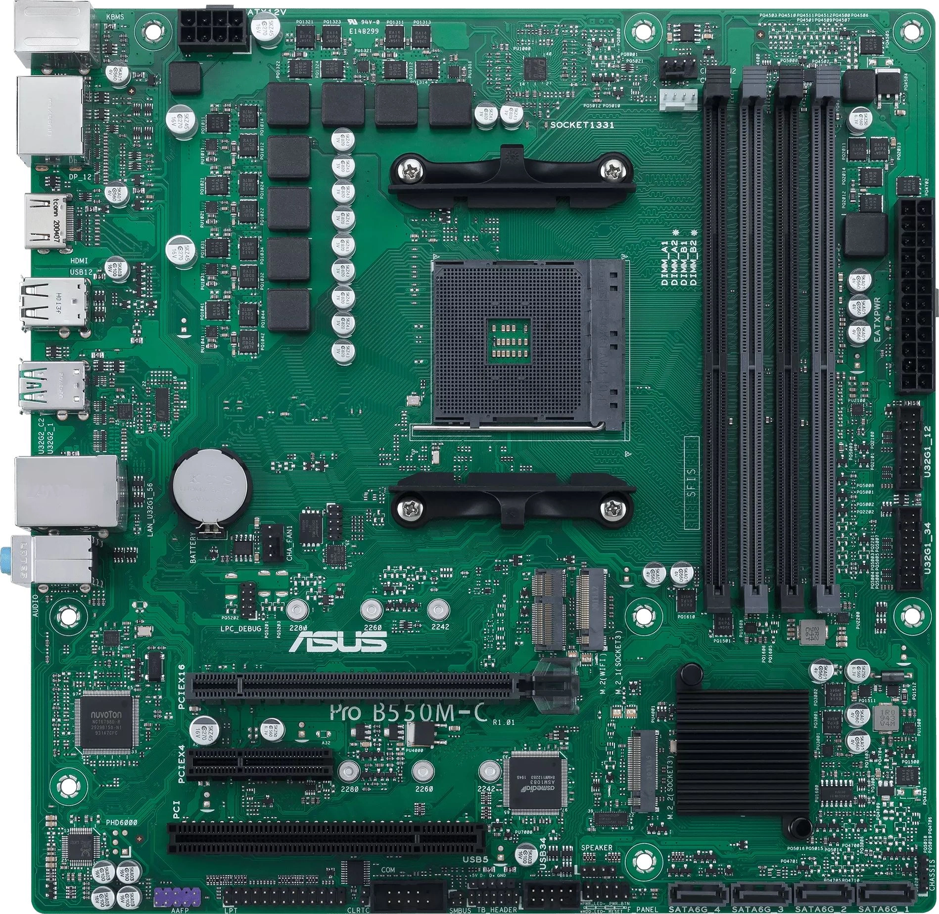 Материнская плата Asus PRO B550M-C/CSM Soc-AM4 AMD B550 4xDDR4 mATX AC`97 8ch(7.1) GbLAN RAID+HDMI+DP