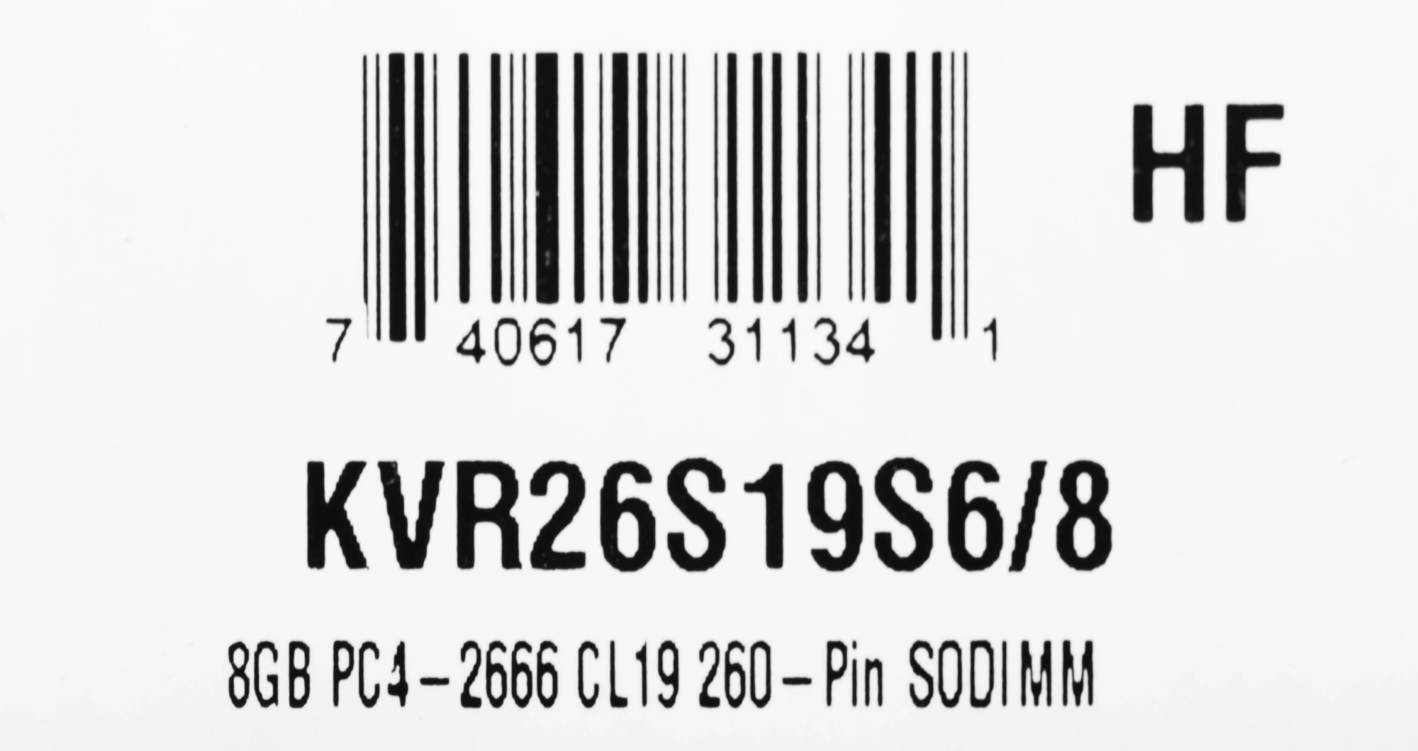 Память DDR4 8Gb 2666MHz Kingston KVR26S19S6/8 VALUERAM RTL PC4-21300 CL19 SO-DIMM 260-pin 1.2В single rank Ret