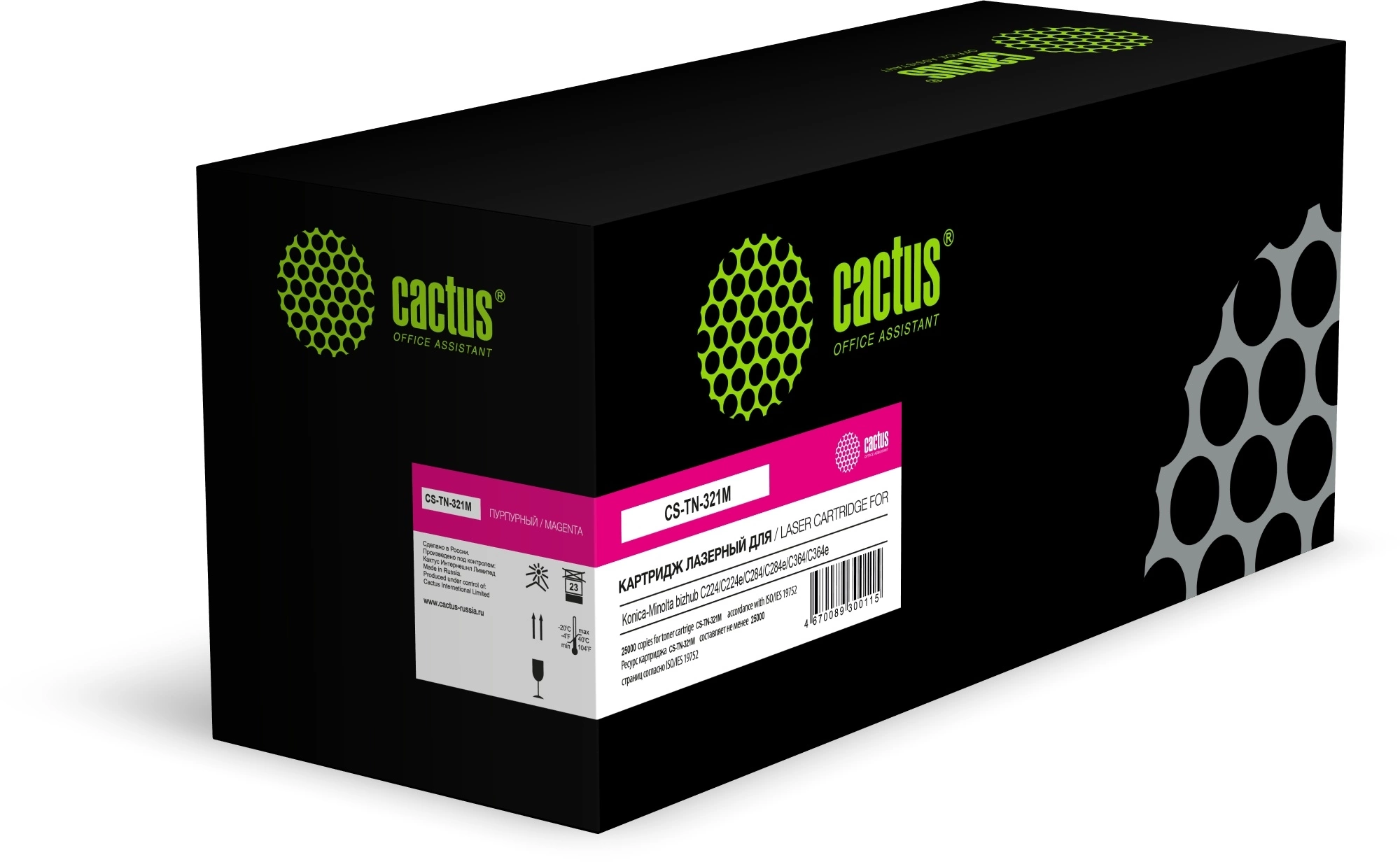 Картридж лазерный Cactus СS-TN-321M пурпурный (25000стр.) для Konica Minolta bizhub C224/C224e/C284/C284e/C364