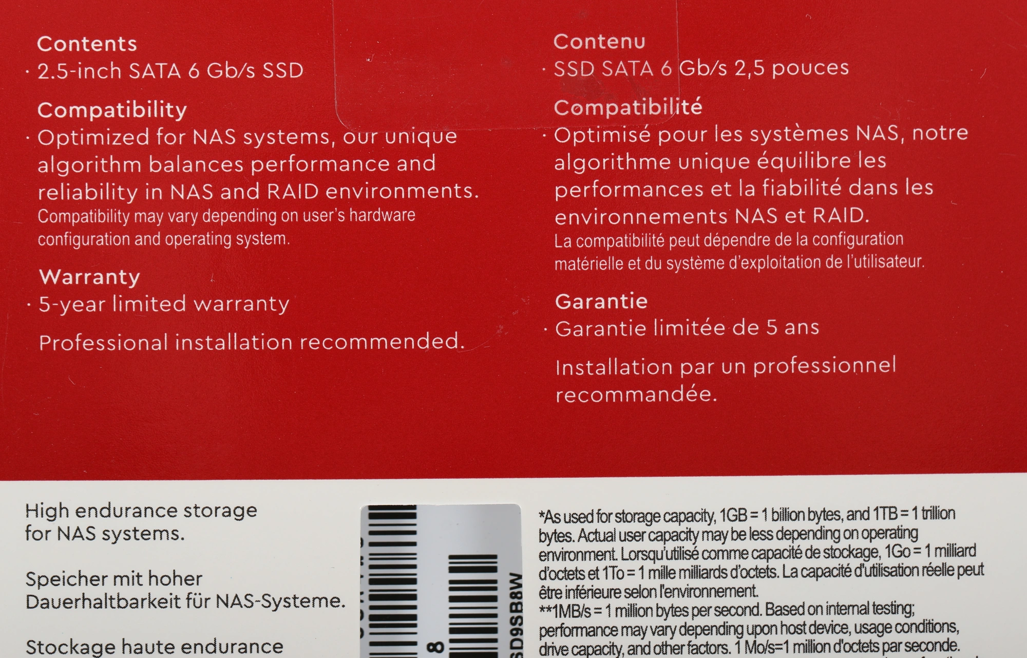 Накопитель SSD WD SATA-III 1TB WDS100T1R0A Red SA500 2.5