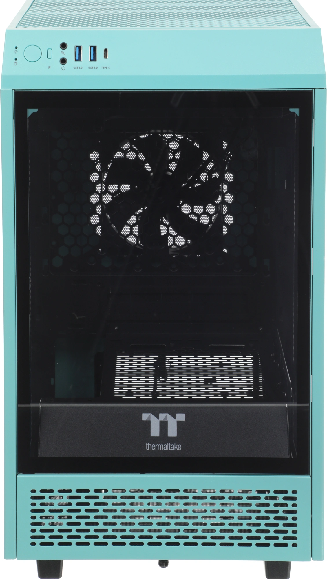 Корпус Thermaltake The Tower 100 Turquoise голубой без БП miniITX 1x120mm 3x140mm 2xUSB3.0 audio bott PSU