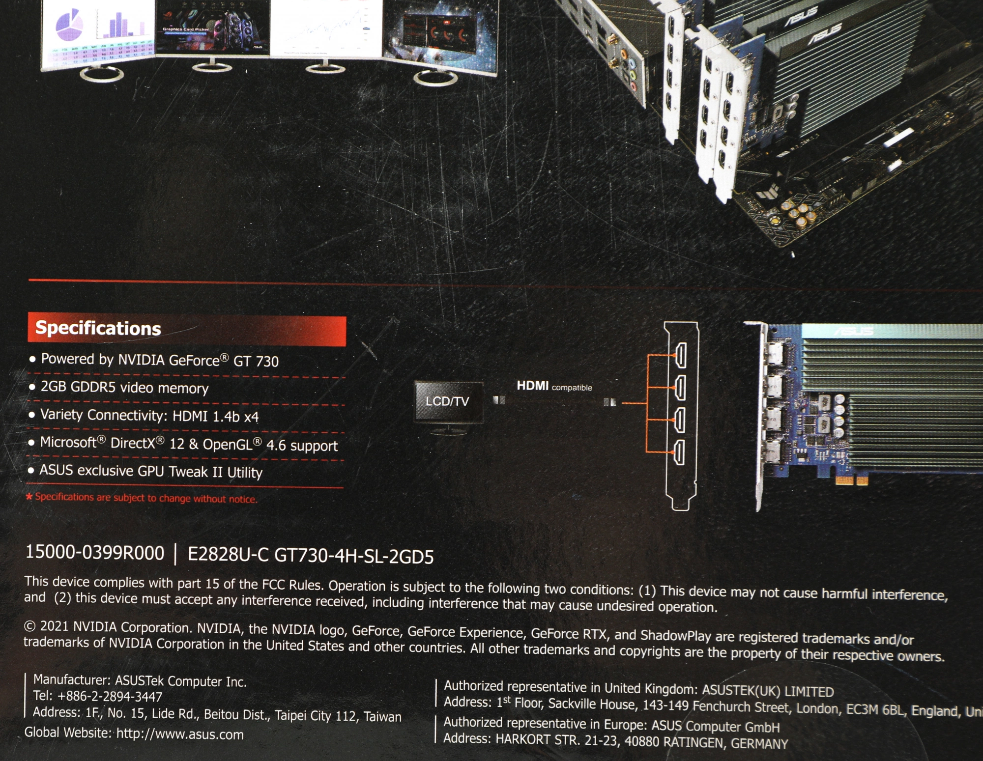 Видеокарта Asus PCI-E 2.0 GT730-4H-SL-2GD5 NVIDIA GeForce GT 730 2Gb 64bit GDDR5 902/5010 HDMIx4 HDCP Ret