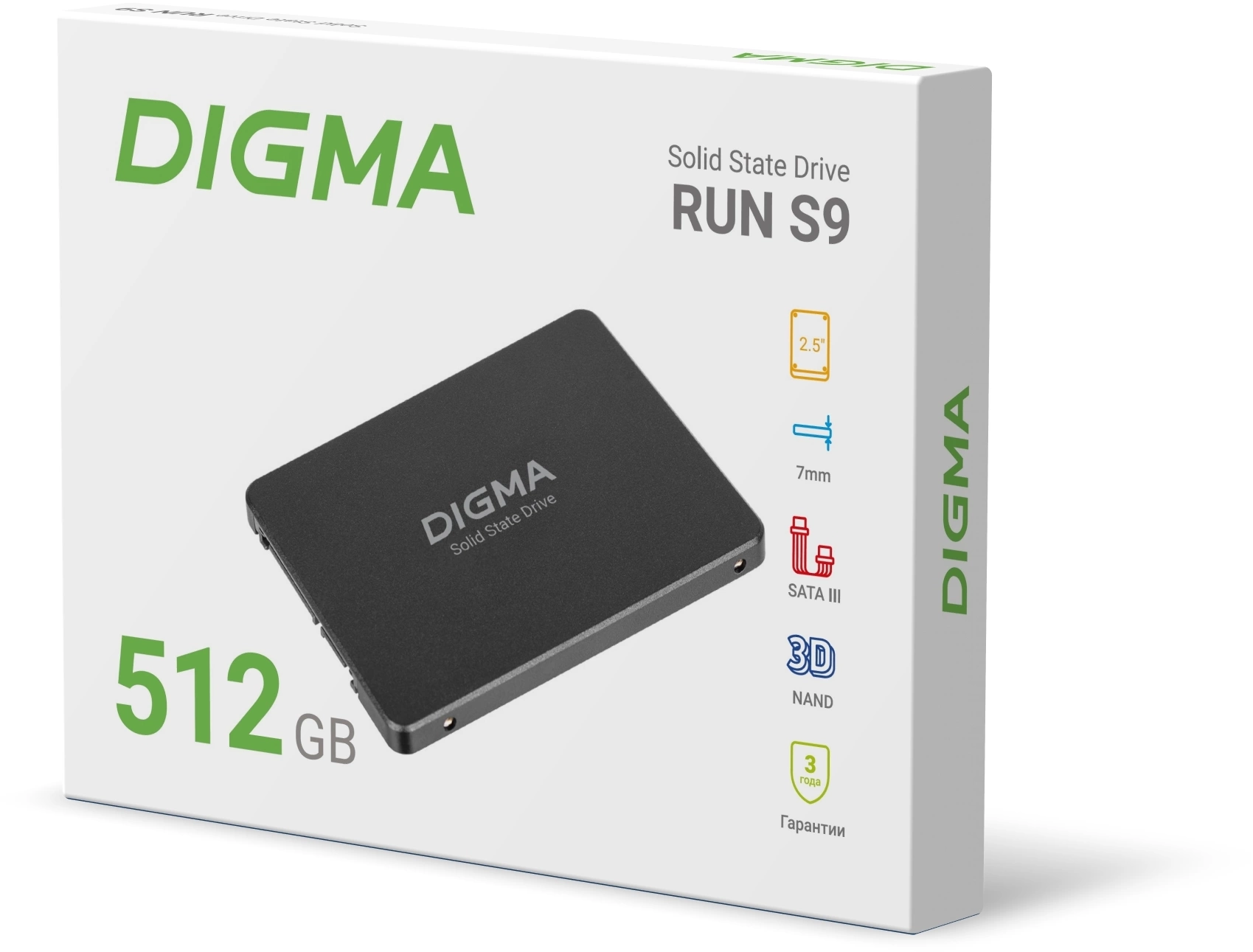 Накопитель SSD Digma SATA-III 512GB DGSR2512GS93T Run S9 2.5