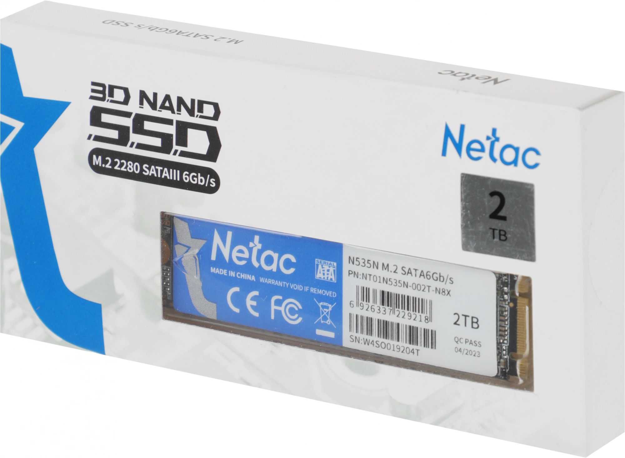 Накопитель SSD Netac SATA-III 2TB NT01N535N-002T-N8X N535N M.2 2280