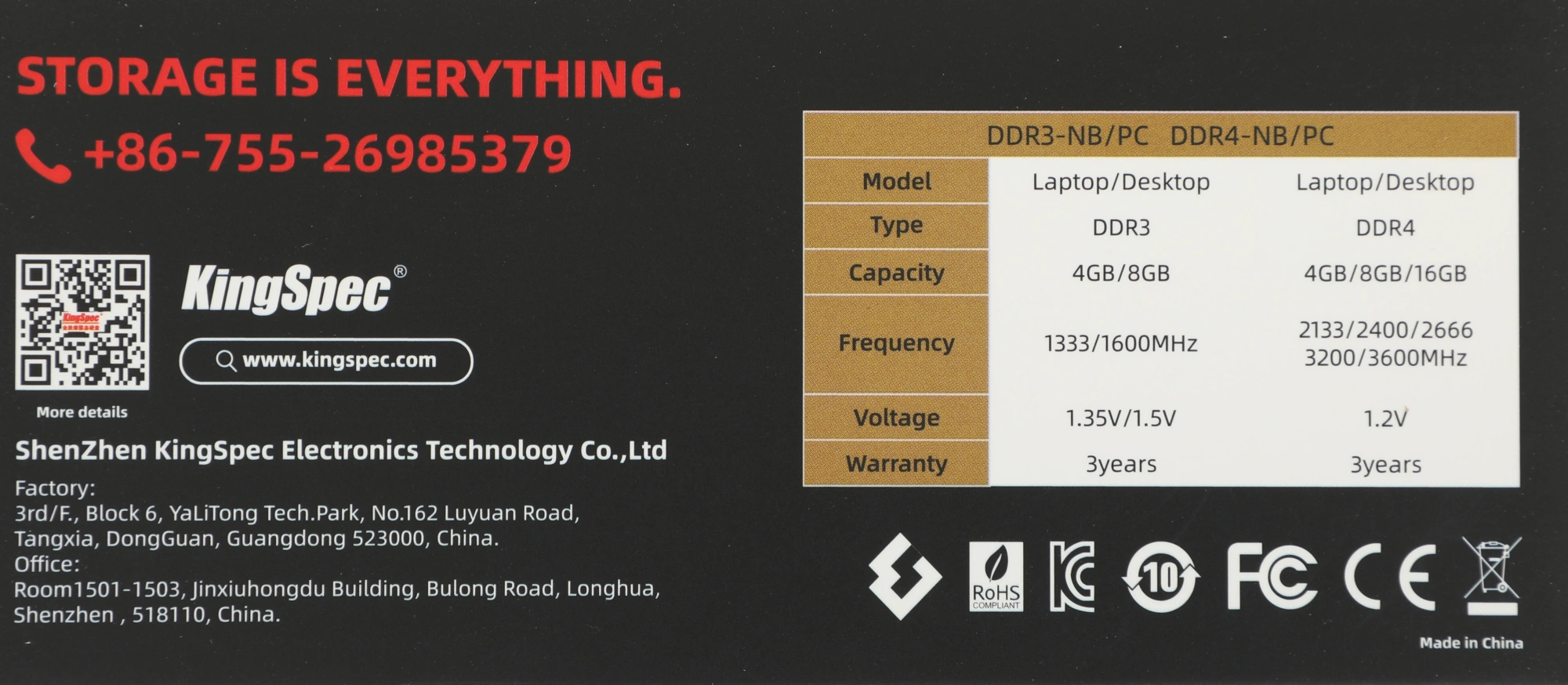 Память DDR4 8GB 2666MHz Kingspec KS2666D4N12008G RTL PC4-21300 CL19 SO-DIMM 260-pin 1.2В single rank Ret