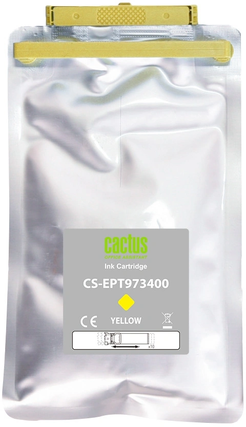 Картридж струйный Cactus CS-EPT973400 T9734 желтый (330мл) для Epson WorkForce WF-C869RD3TWFC/WF-C869RDTWF