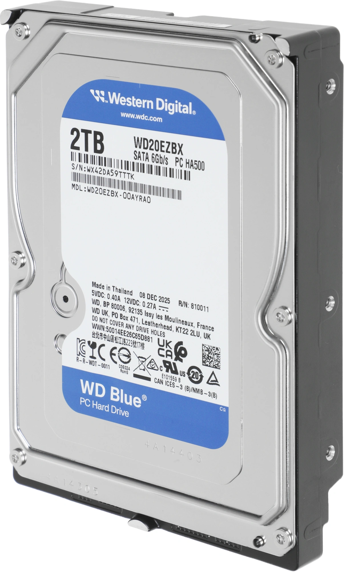 Жесткий диск WD SATA-III 2Tb WD20EZBX Desktop Blue (7200rpm) 256Mb 3.5