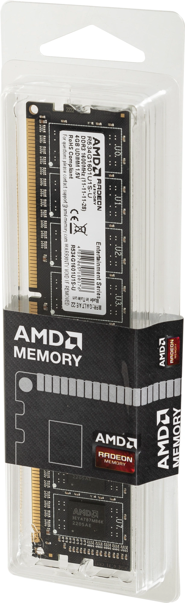 Память DDR3 4Gb 1600MHz AMD R534G1601U1S-U RTL PC3-12800 CL11 DIMM 240-pin 1.5В Ret
