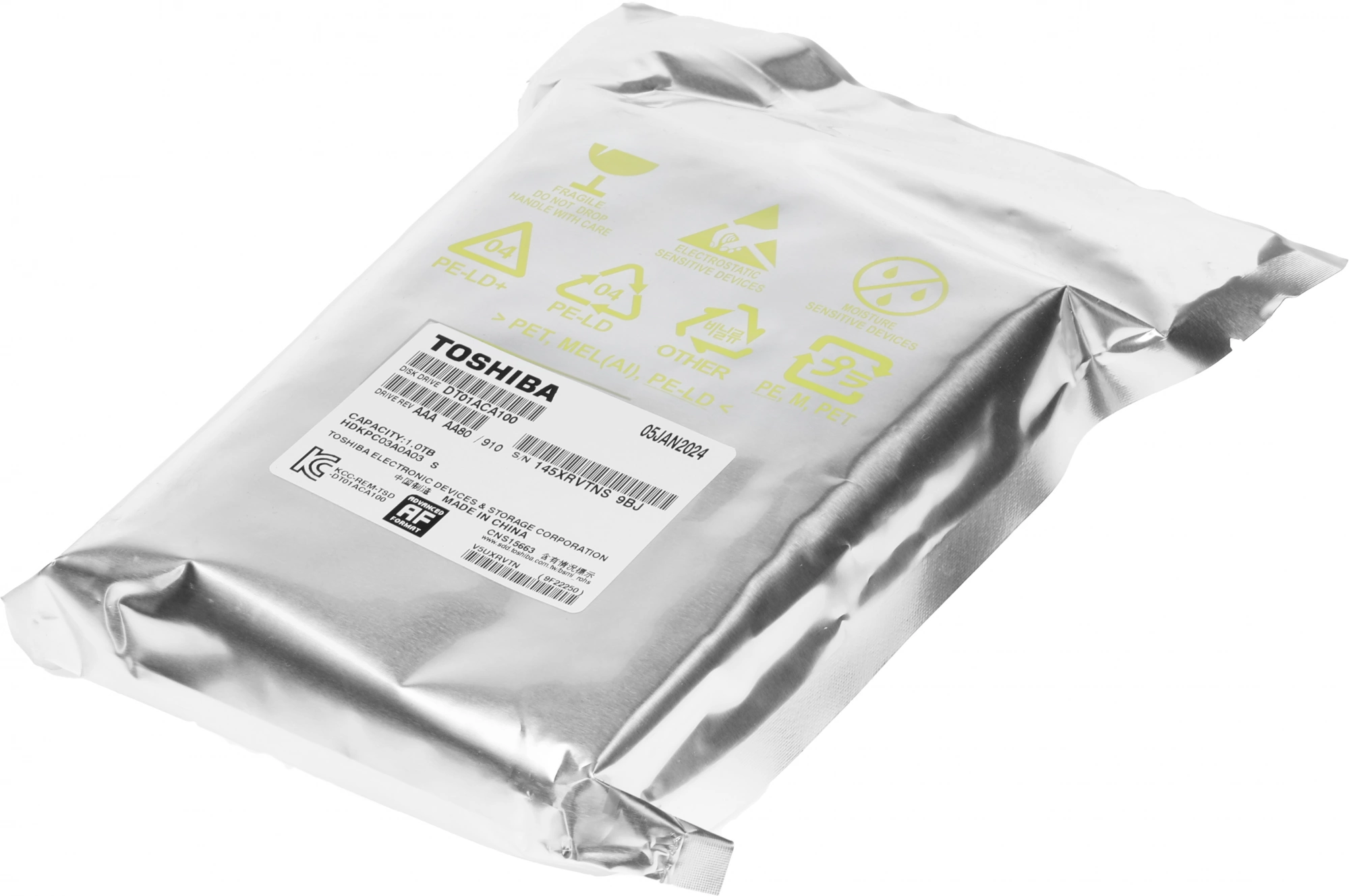 Жесткий диск Toshiba SATA-III 1TB DT01ACA100 Desktop 4KN (7200rpm) 32Mb 3.5