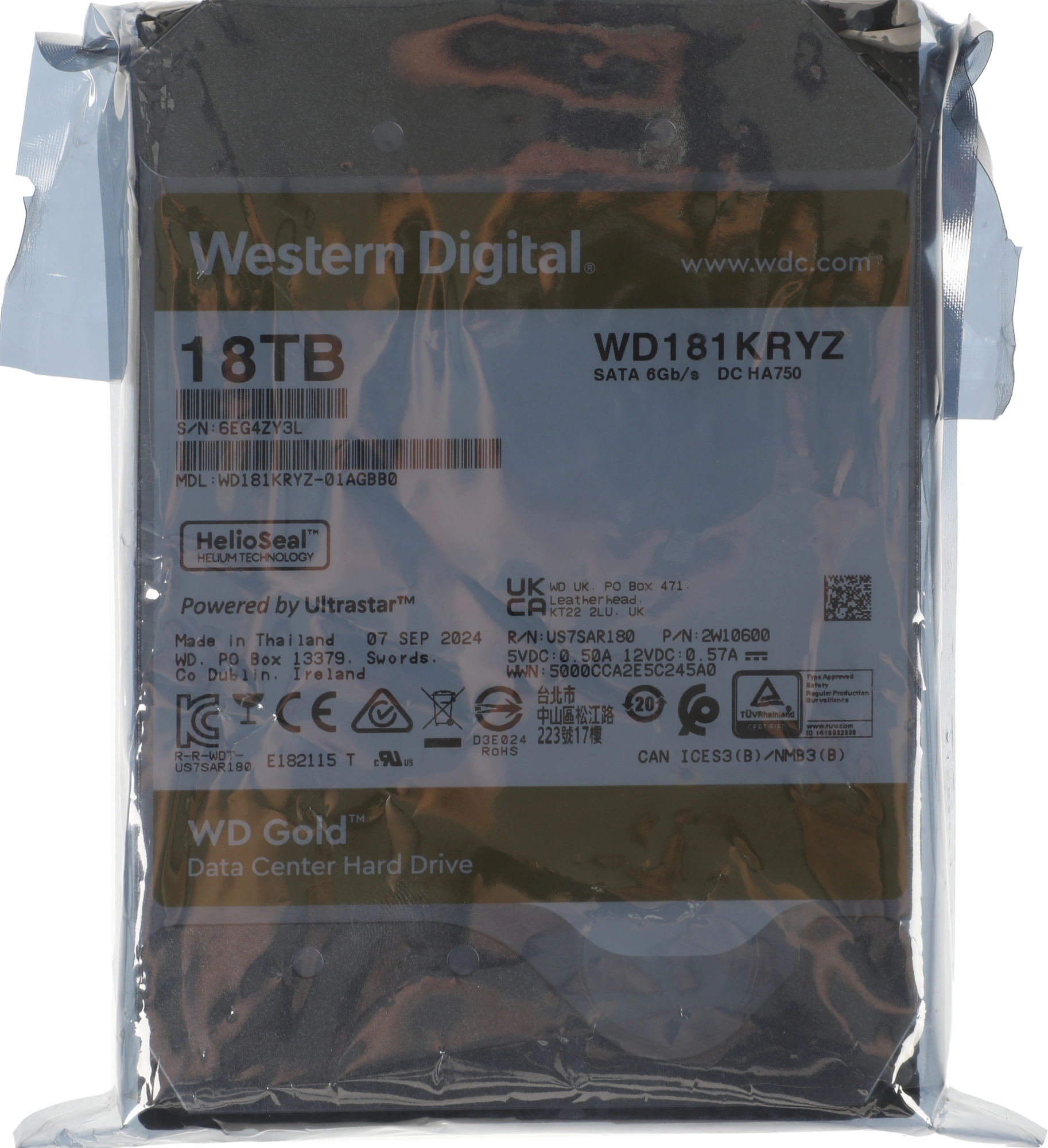 Жесткий диск WD SATA-III 18TB WD181KRYZ Server Gold 512E (7200rpm) 512Mb 3.5