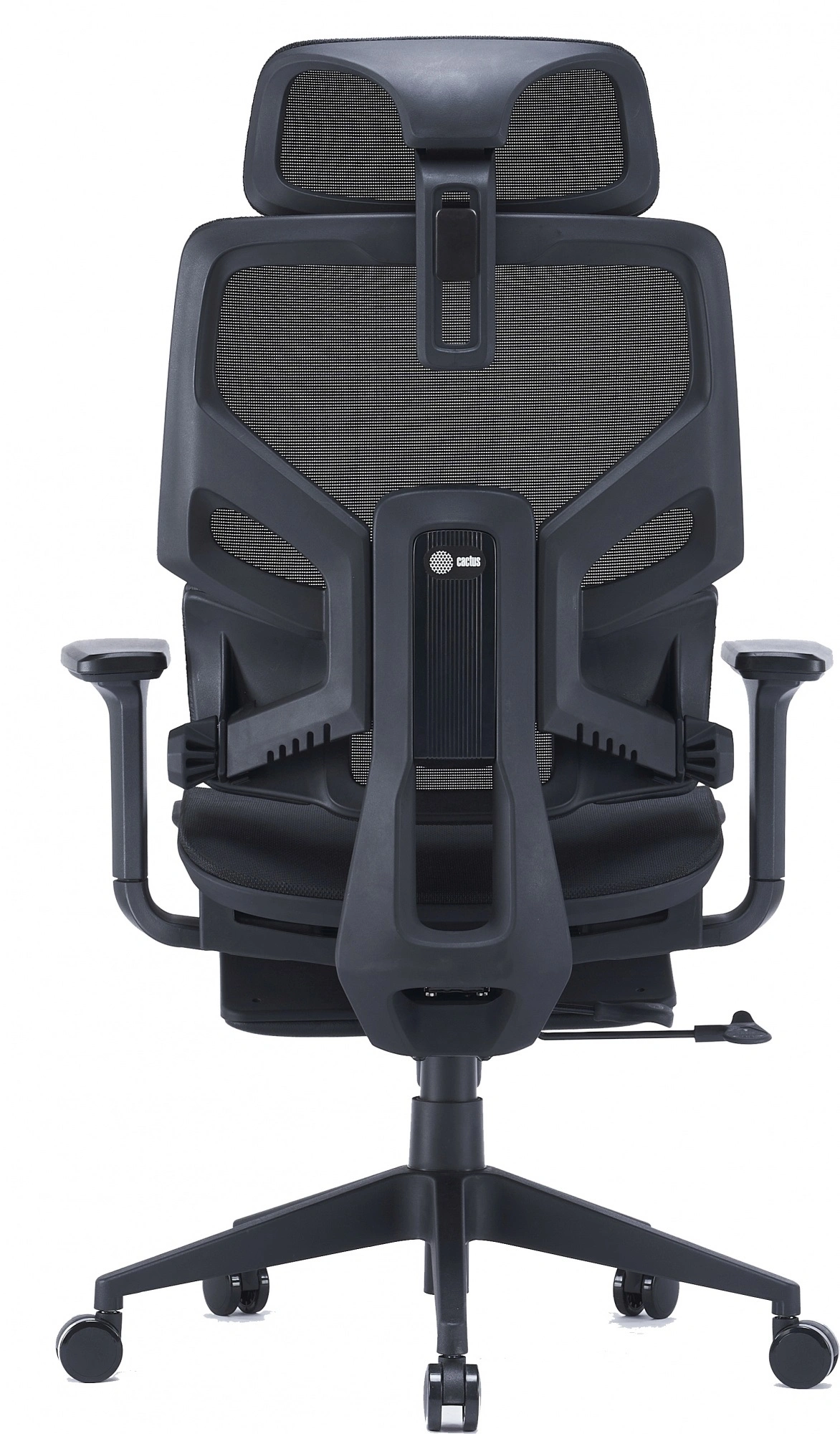 Кресло Cactus CS-CHR-MC01-BK черный сет./эко.кожа с подголов. крестов. пластик подст.для ног