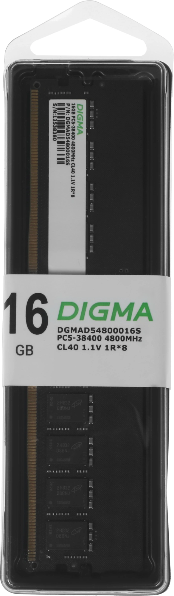 Память DDR5 16Gb 4800MHz Digma DGMAD54800016S RTL PC5-38400 CL40 DIMM 288-pin 1.1В single rank Ret