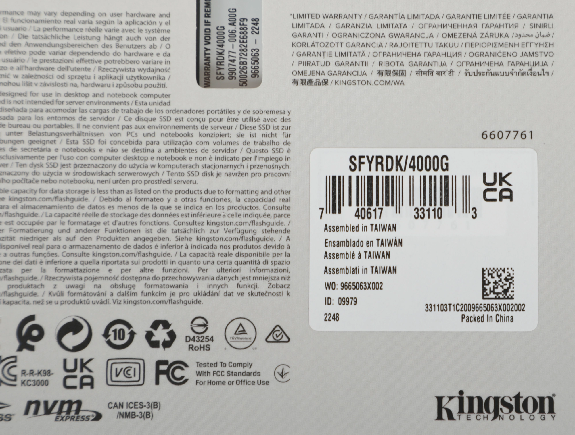 Накопитель SSD Kingston PCIe 4.0 x4 4000GB SFYRDK/4000G Fury Renegade M.2 2280