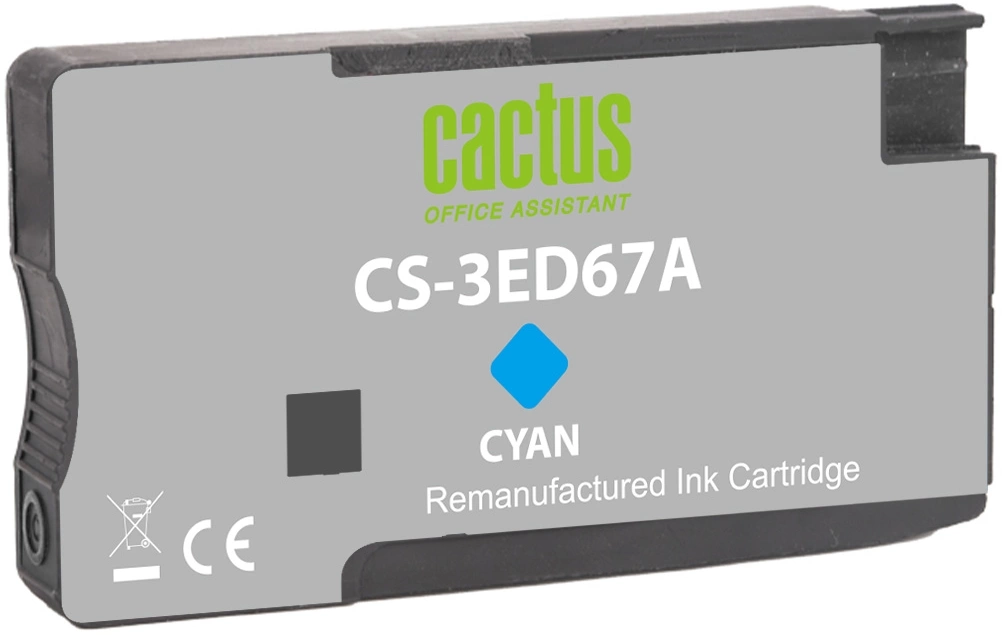Картридж струйный Cactus CS-3ED67A 712 голубой (29мл) для HP DJ T230/T630/T650