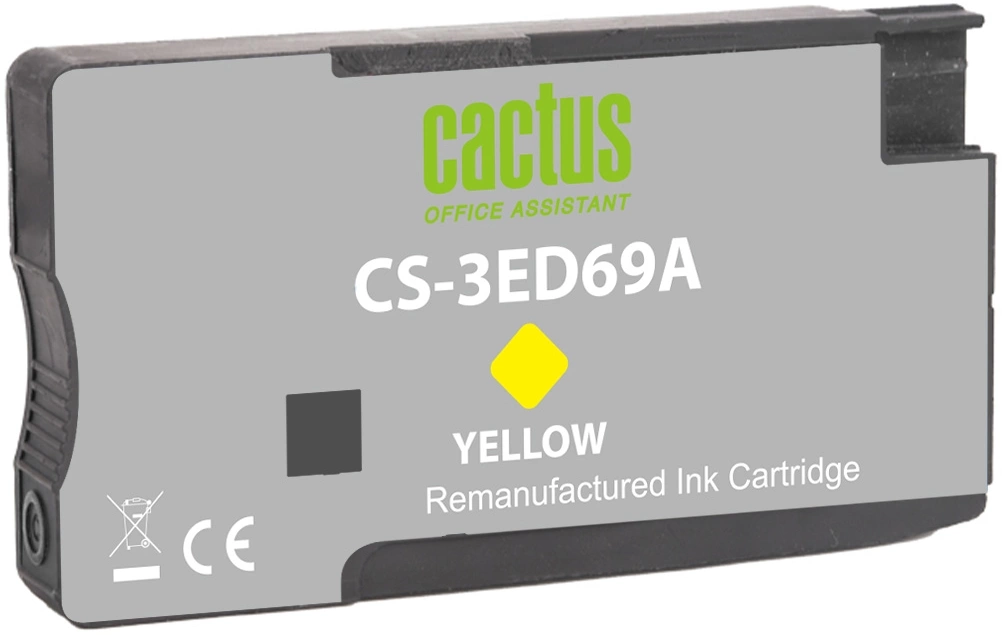 Картридж струйный Cactus CS-3ED69A 712 желтый (29мл) для HP DJ T230/T630/T650