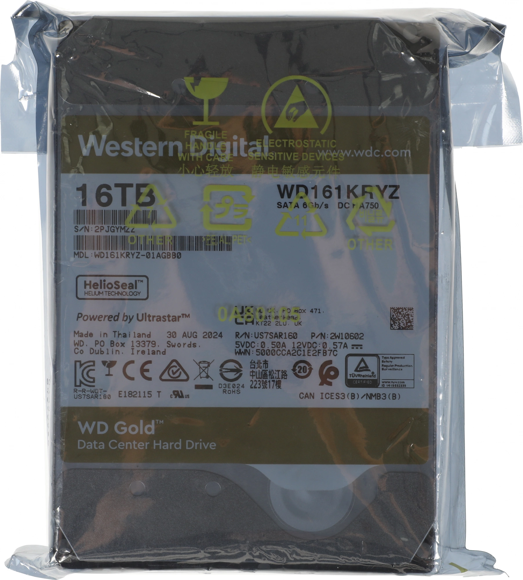 Жесткий диск WD SATA-III 16TB WD161KRYZ Server Gold 512E (7200rpm) 512Mb 3.5