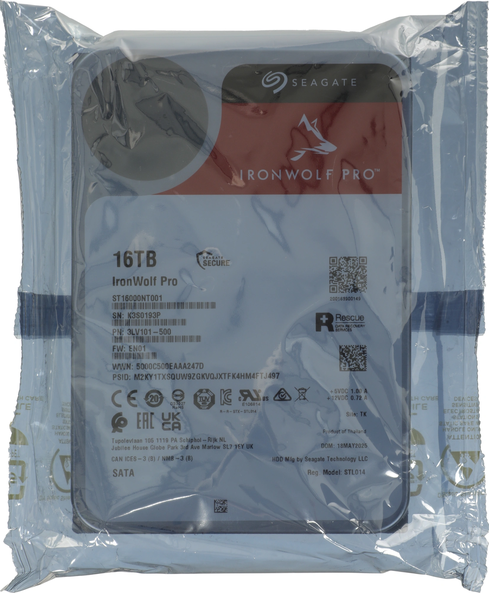 Жесткий диск Seagate SATA-III 16Tb ST16000NT001 NAS Ironwolf Pro 512E (7200rpm) 256Mb 3.5