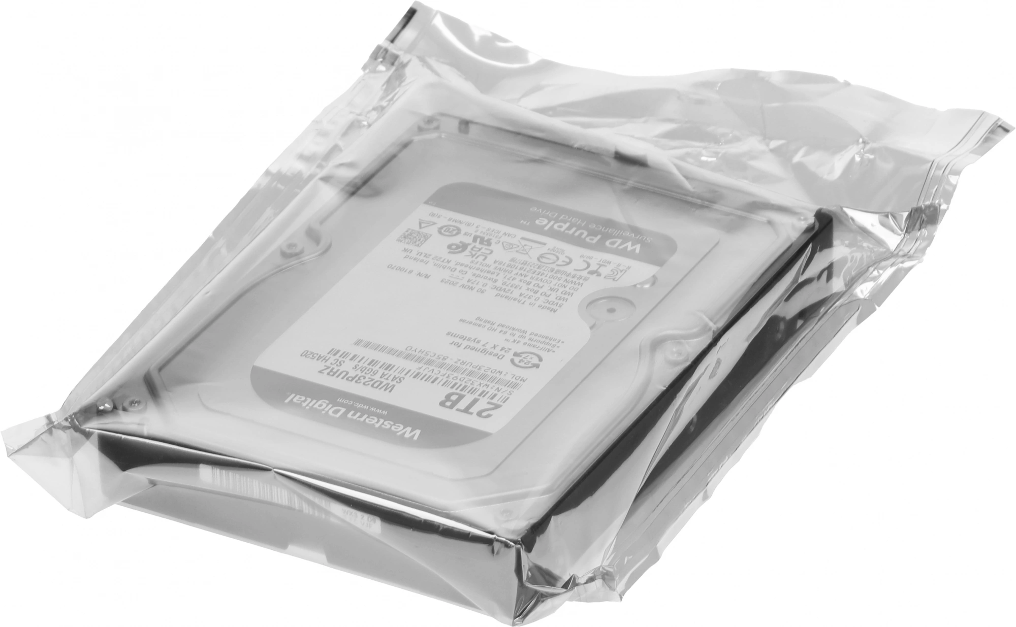 Жесткий диск WD SATA-III 2TB WD23PURZ Surveillance Purple (5400rpm) 64Mb 3.5