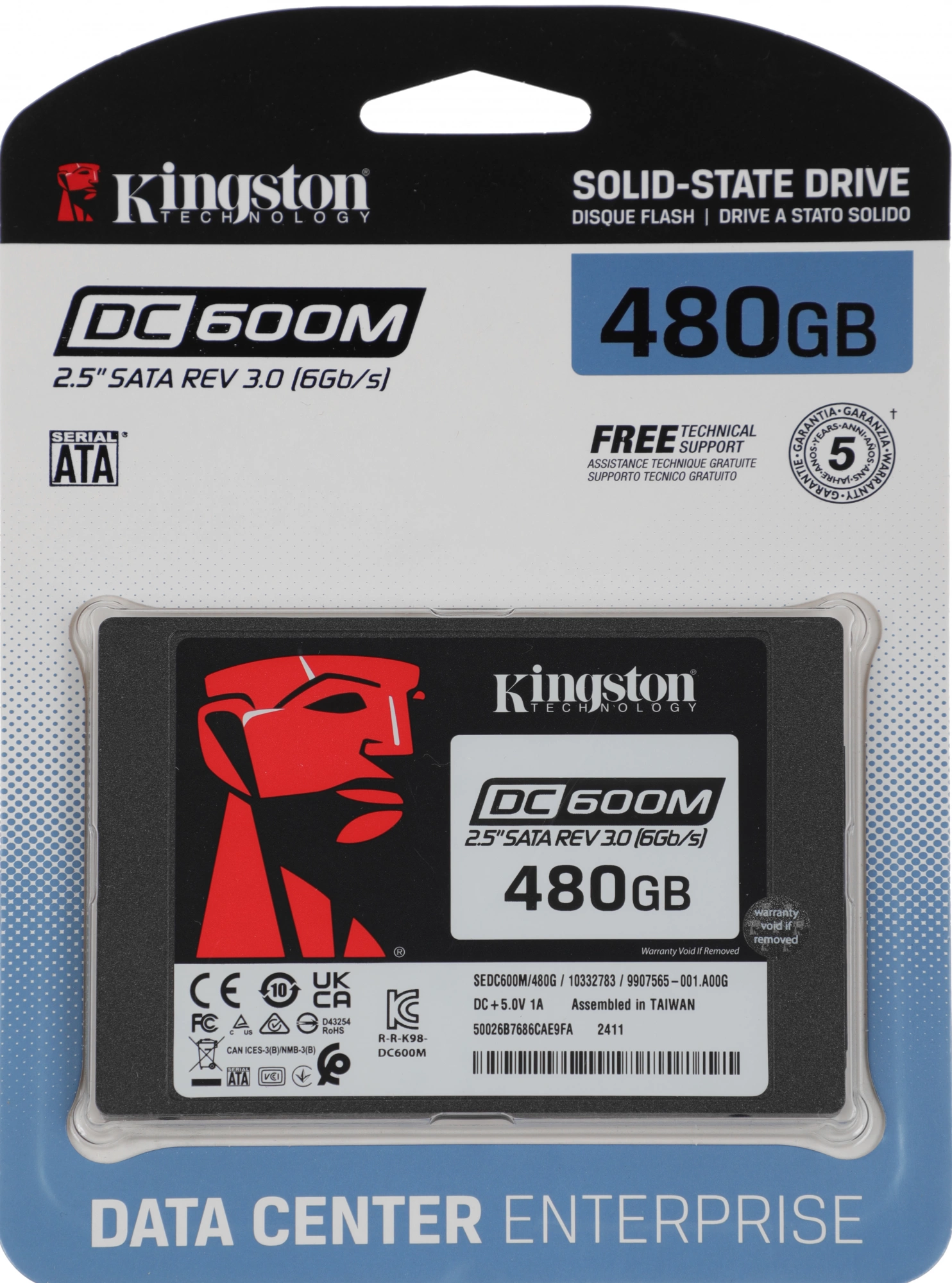 Накопитель SSD Kingston SATA-III 480GB SEDC600M/480G DC600M 2.5