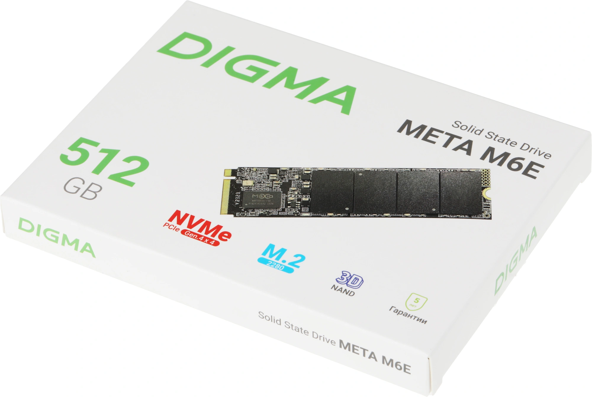 Накопитель SSD Digma PCIe 4.0 x4 512GB DGSM4512GM6ET Meta M6E M.2 2280