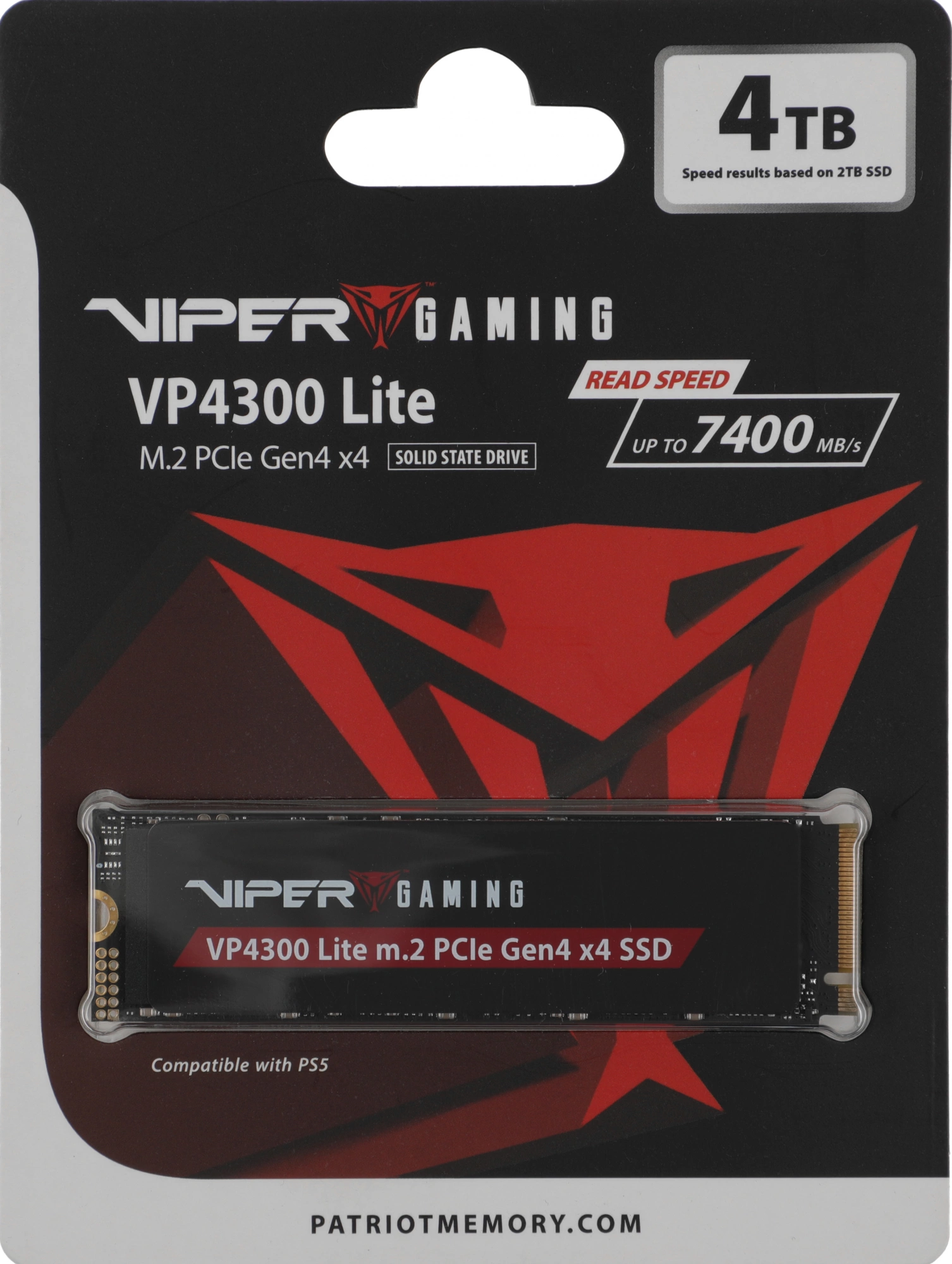 Накопитель SSD Patriot PCIe 4.0 x4 4TB VP4300L4TBM28H Viper VP4300 Lite M.2 2280