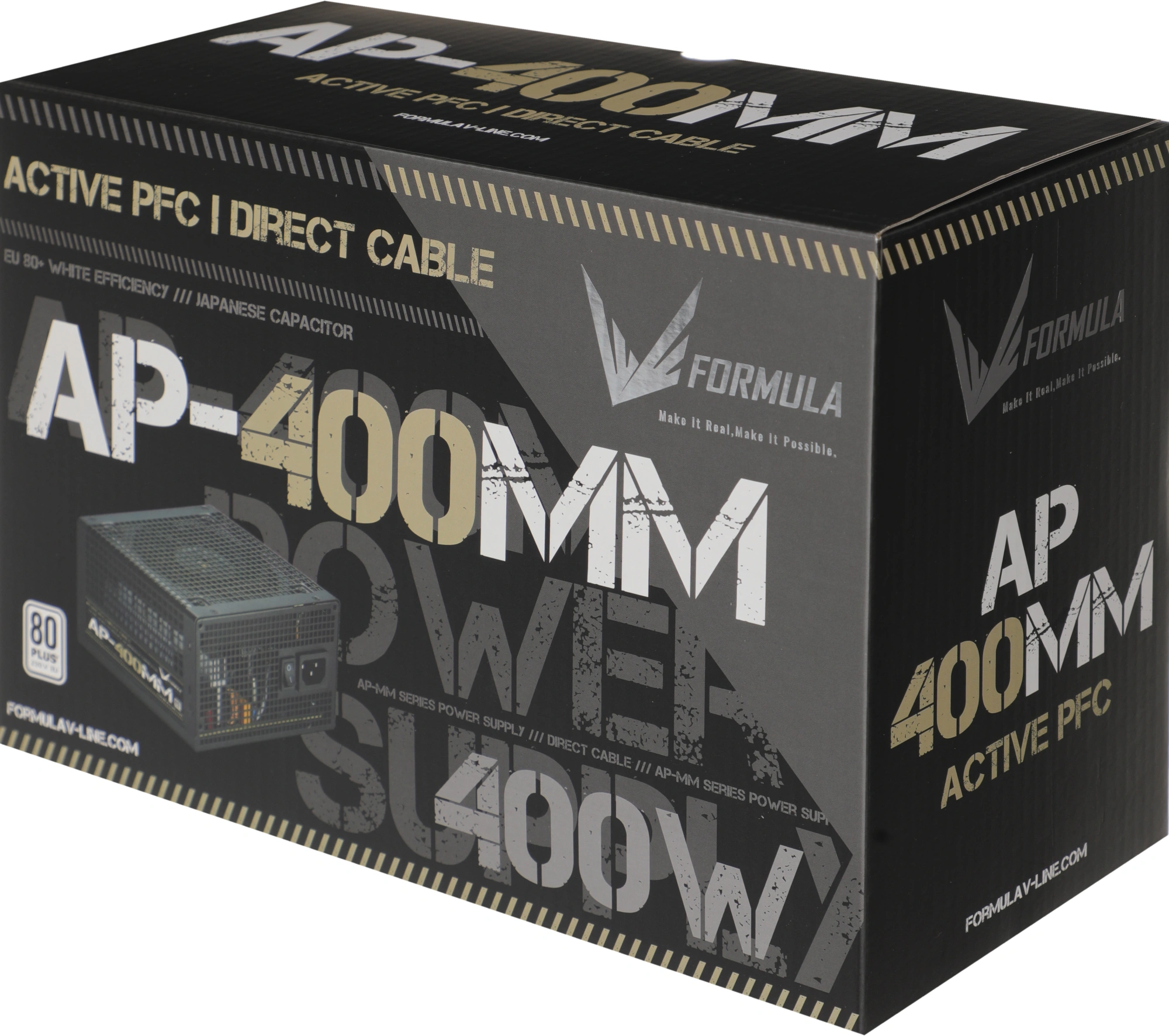Блок питания Formula ATX 400W AP-400ММ 80 PLUS WHITE (20+4pin) APFC 120mm fan 6xSATA RTL