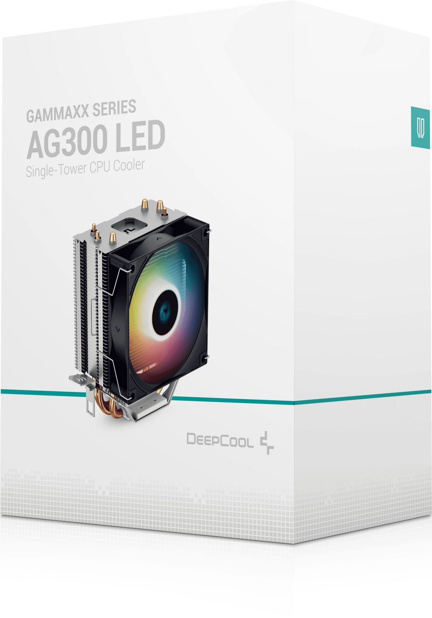 Устройство охлаждения(кулер) Deepcool AG300 LED RGB Soc-AM5/AM4/1200/1700/1851 серебристый 4-pin 18-31dB Al+Cu 150W 350gr Ret (R-AG300-BKLNMN-G)