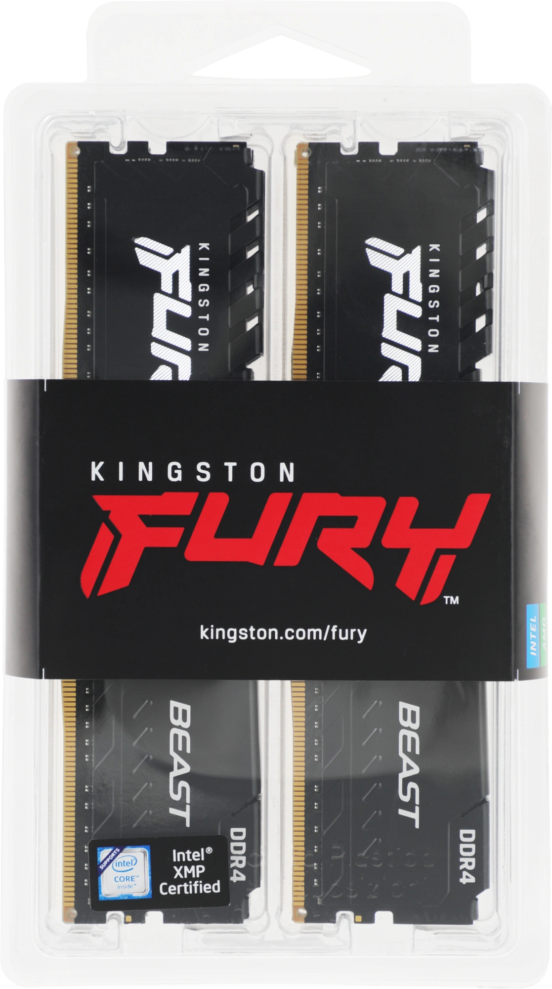 Память DDR4 4x8GB 3600MHz Kingston KF436C17BBK4/32 Fury Beast Black RTL Gaming PC4-28800 CL17 DIMM 288-pin 1.35В kit single rank с радиатором Ret