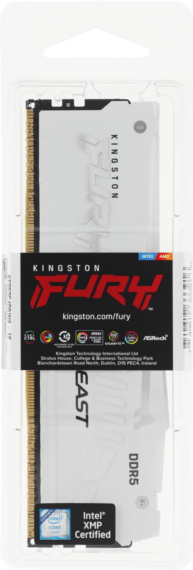 Память DDR5 16GB 5200MHz Kingston KF552C40BWA-16 Fury Beast RGB RTL Gaming PC5-41600 CL40 DIMM 288-pin 1.25В single rank с радиатором Ret