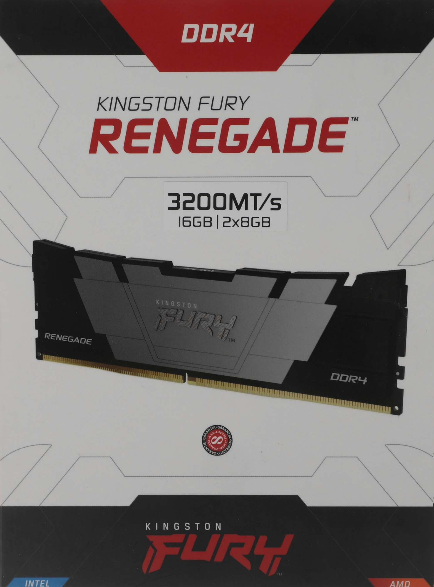 Память DDR4 2x8GB 3200MHz Kingston KF432C16RB2K2/16 Fury Renegade Black RTL Gaming PC4-25600 CL16 DIMM 288-pin 1.35В kit dual rank с радиатором Ret