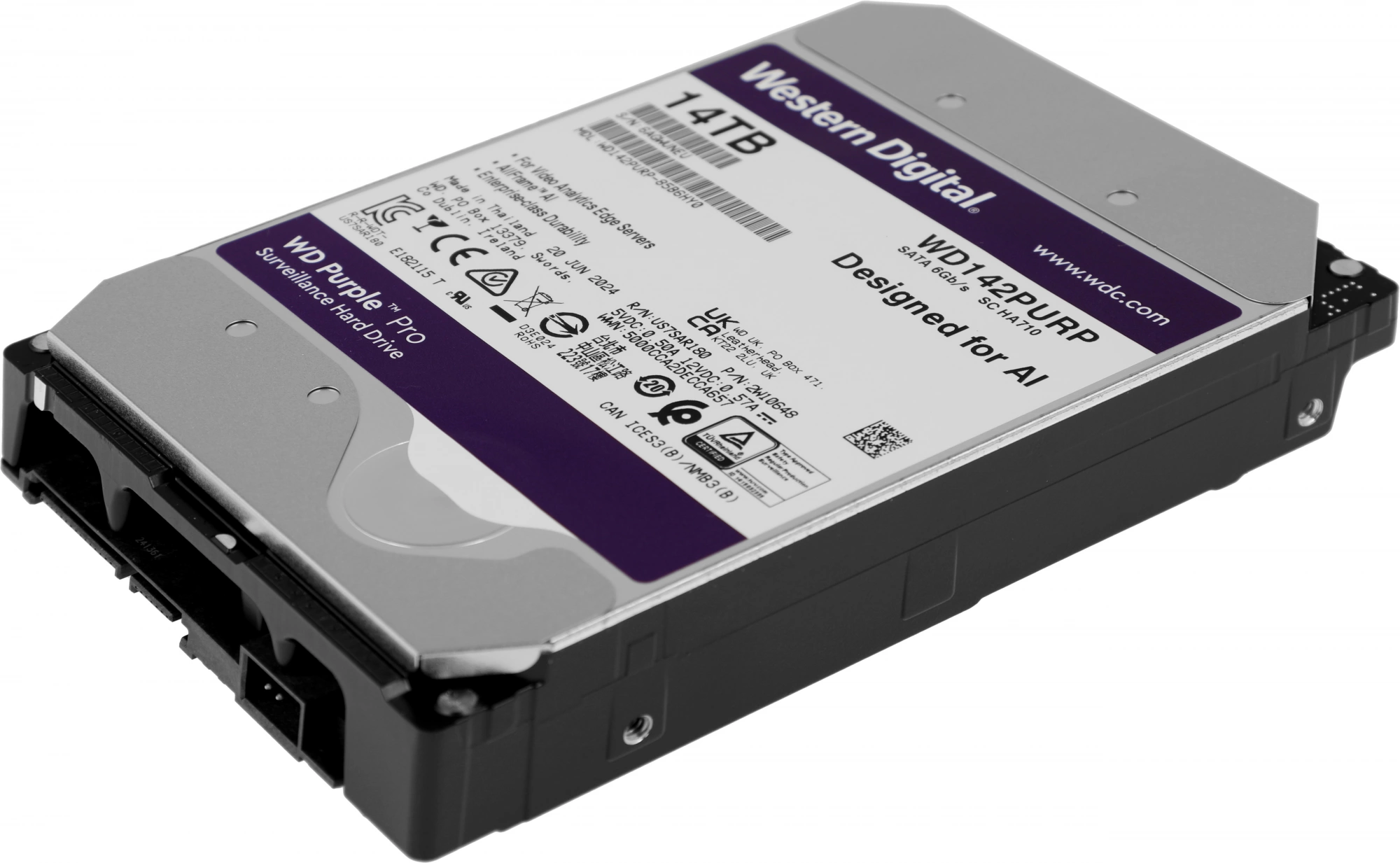 Жесткий диск WD SATA-III 14TB WD142PURP Surveillance Purple Pro (7200rpm) 512Mb 3.5