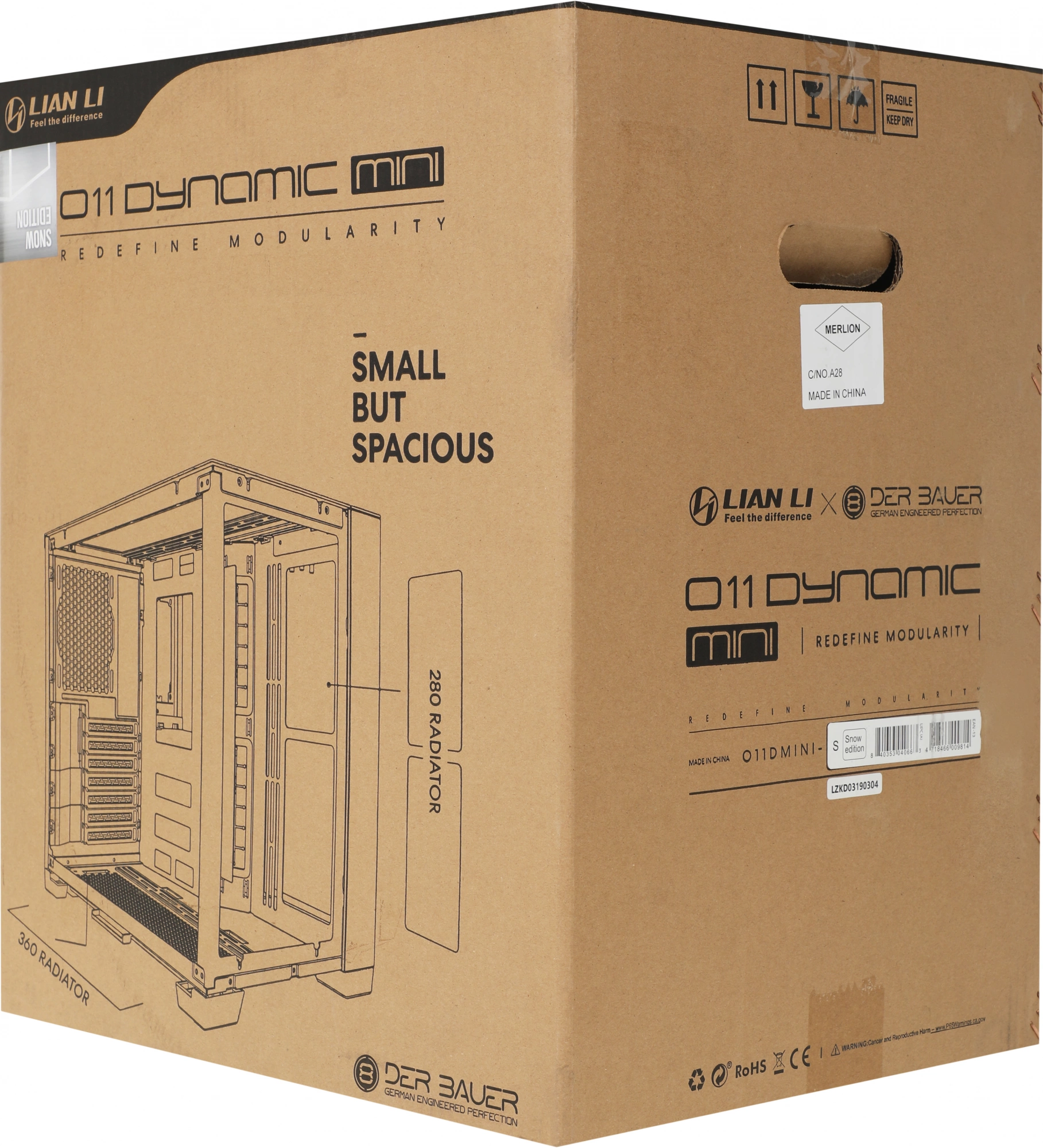 Корпус Lian-Li O11 Dynamic MINI белый без БП ATX 9x120mm 6x140mm 2xUSB3.0 audio bott PSU